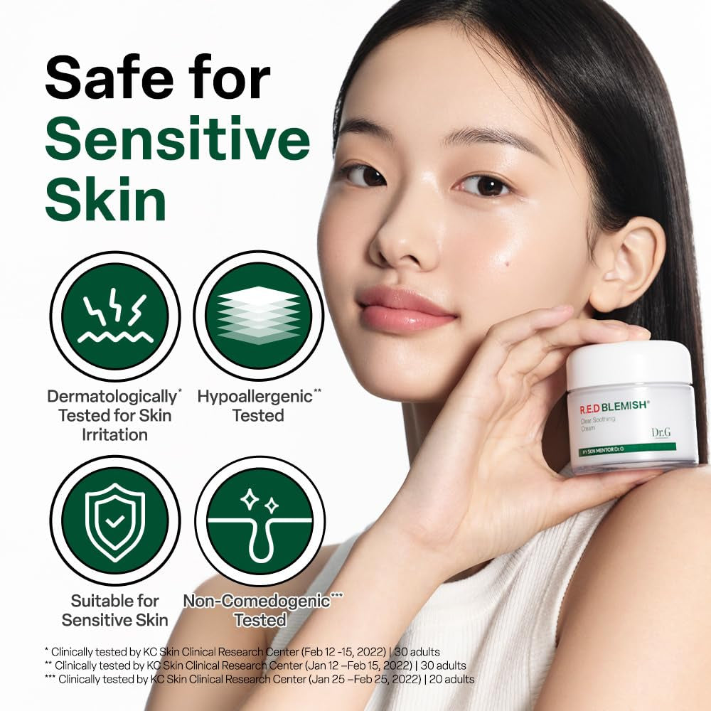 Dr. G R.E.D. Blemish Clear Soothing Cream – Calming Centella Moisturizer for Redness & Irritation (2.36 fl oz)