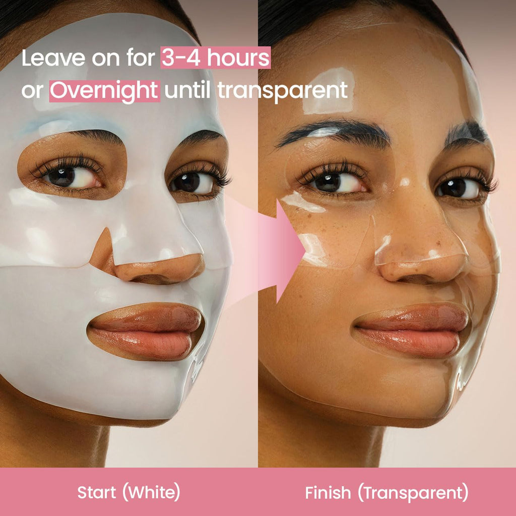 Bio-Collagen Deep Hydrating Hydrogel Face Mask - Pore Minimizing and Plumping Treatment, Travel Essential for Women, Korean Skincare | 1.19 oz (34g) x 4 Packs