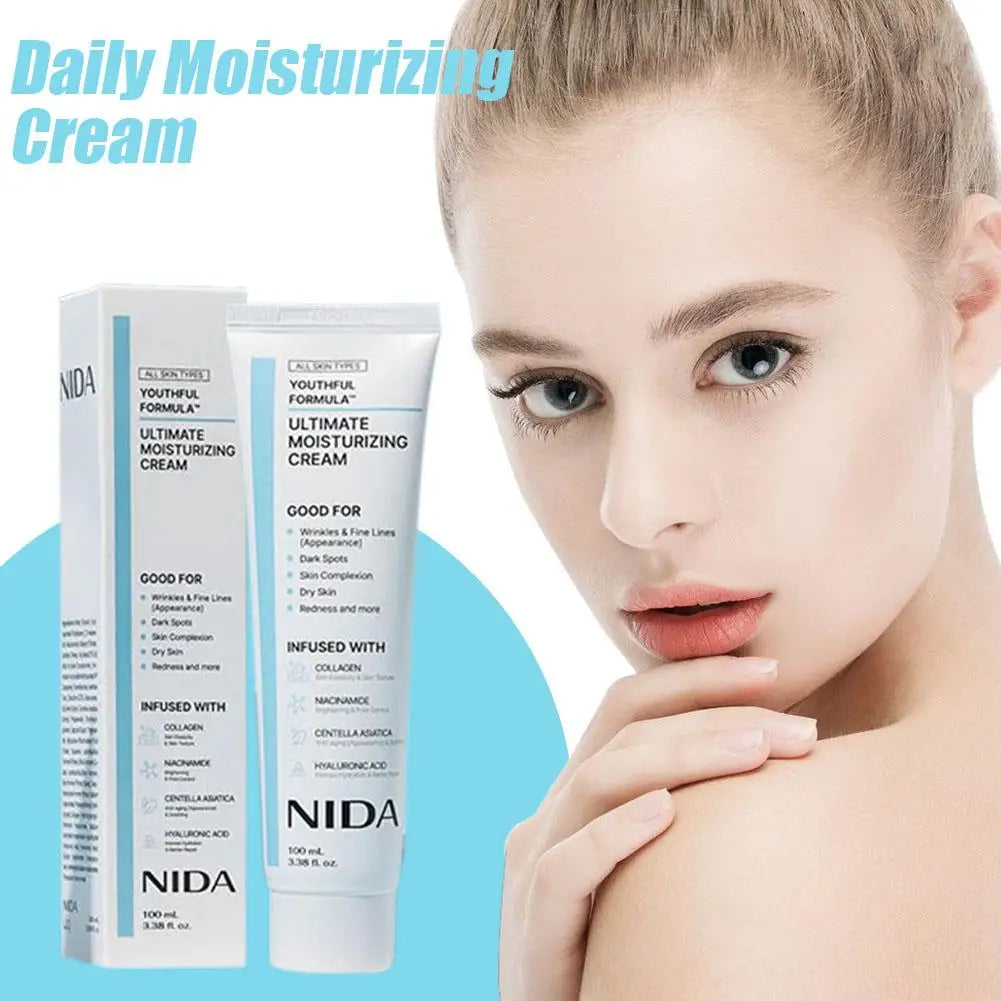 NIDA Moisturizing Cream Multi-Action Rejuvenating Face Cream Repairs Damage Ultimate Cream for All Skin Types Korean Skin Care