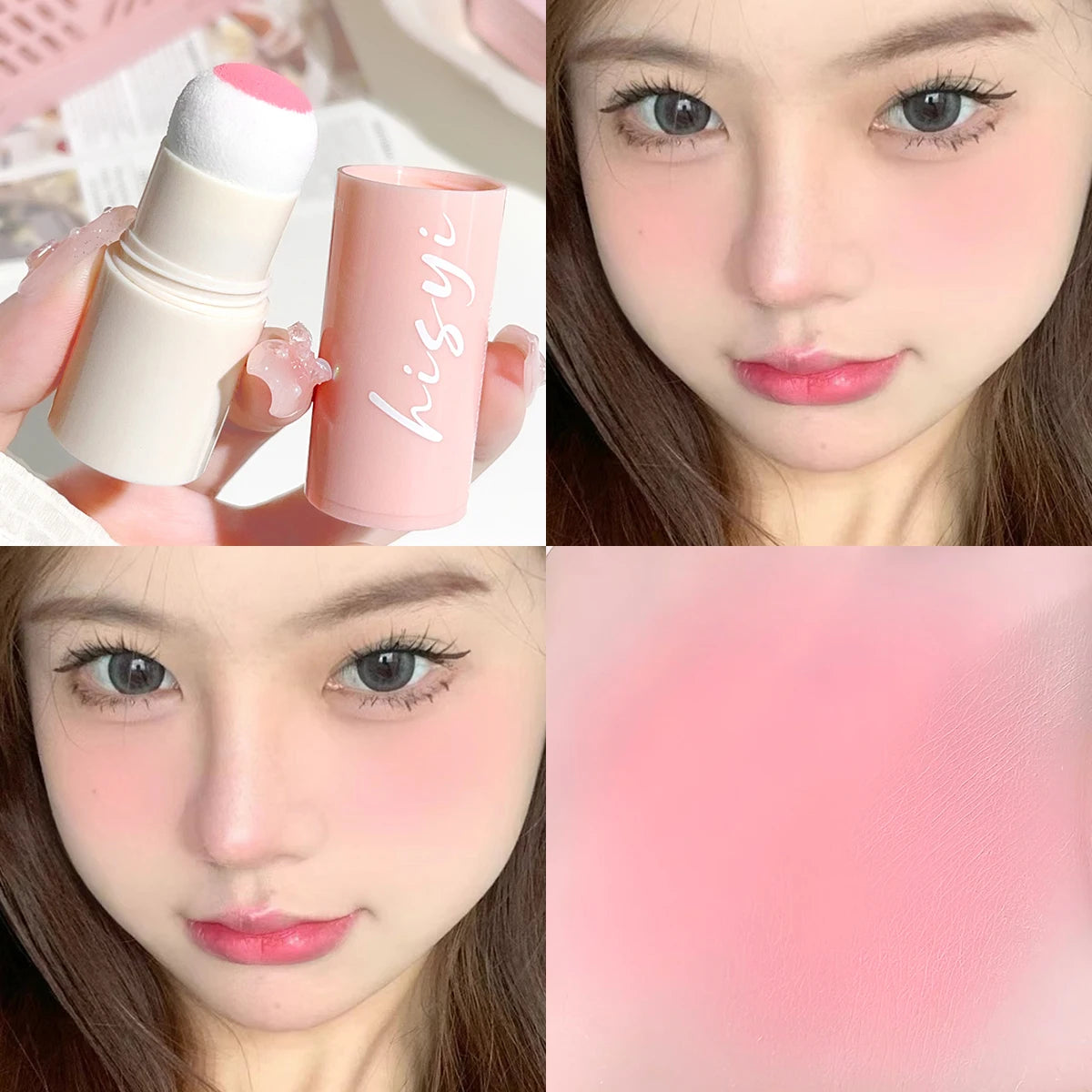 Yunrou Soft Fog Blush Stick - Energetic and Bouncy, Korean Style, Brightening, Dual-Use for Lips and Cheeks