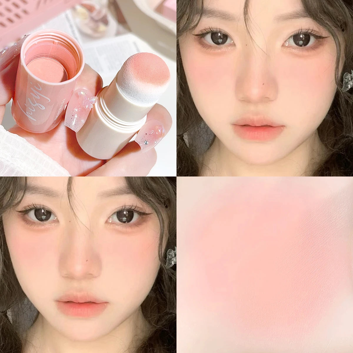 Yunrou Soft Fog Blush Stick - Energetic and Bouncy, Korean Style, Brightening, Dual-Use for Lips and Cheeks