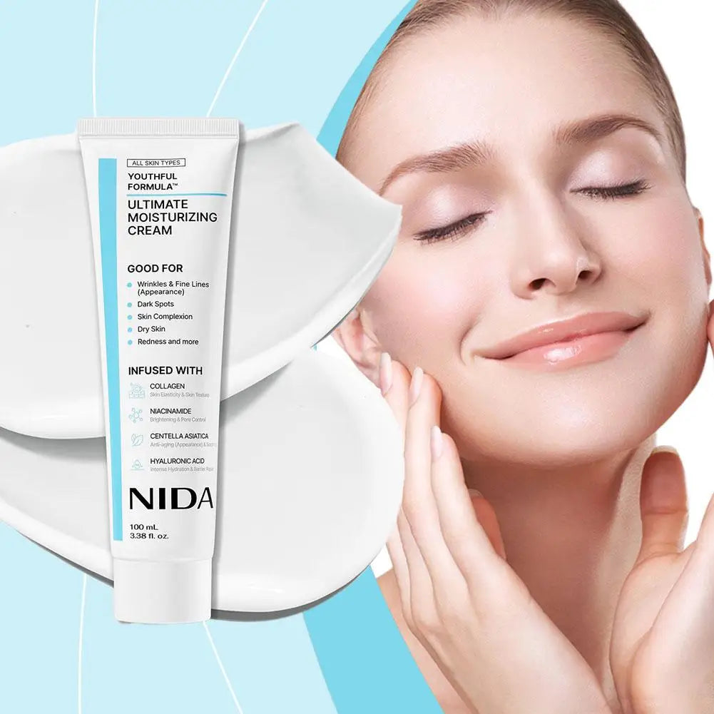 NIDA Moisturizing Cream Multi-Action Rejuvenating Face Cream Repairs Damage Ultimate Cream for All Skin Types Korean Skin Care