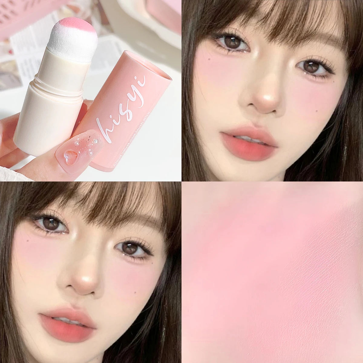 Yunrou Soft Fog Blush Stick - Energetic and Bouncy, Korean Style, Brightening, Dual-Use for Lips and Cheeks
