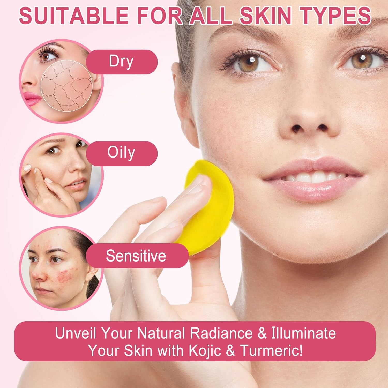 Turmeric Cleansing Pads,Kojic Acid Pads the Body'S Skin, Helps Balance Skin Oil and Water 40 PCS
